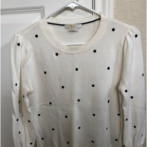 Boden polka dot sweater with puff sleeve